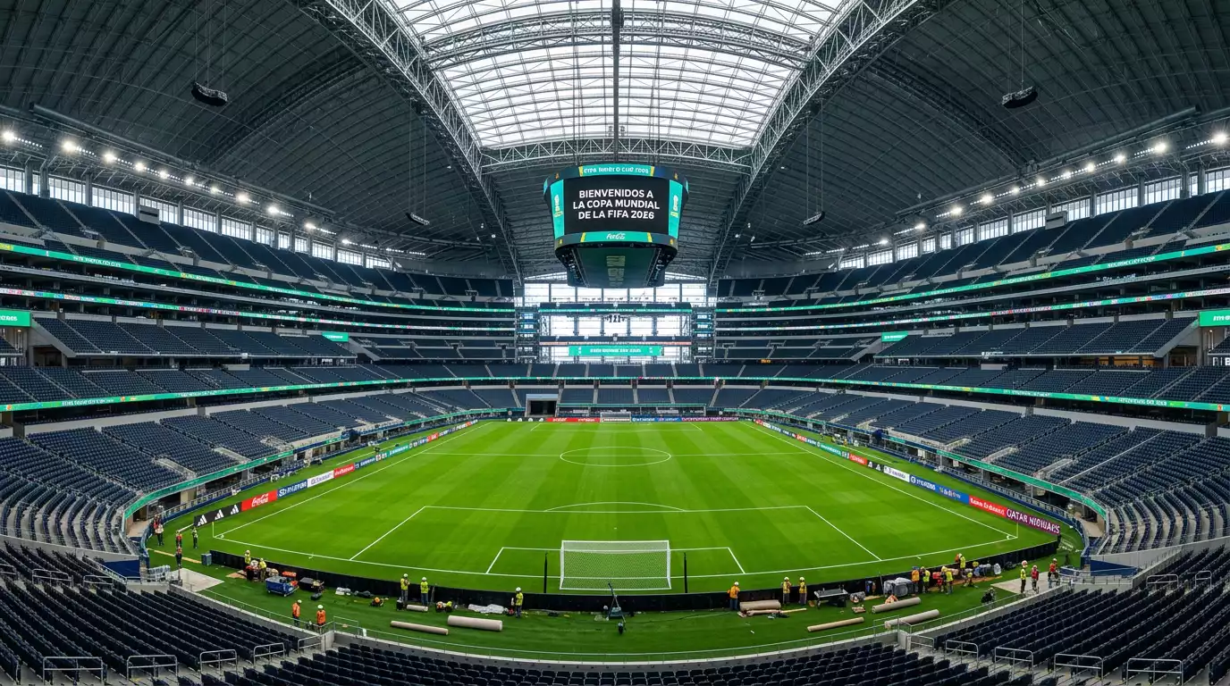 Veliki američki stadion s nogometnim terenom pripremljenim za Svjetsko prvenstvo 2026